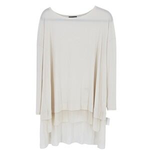 Eileen Fisher New 100% Silk Layered High-Low Long Sleeve Tunic Top P Large